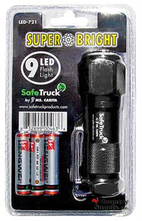 9 LED Flashlight, Clamshell & Batteries