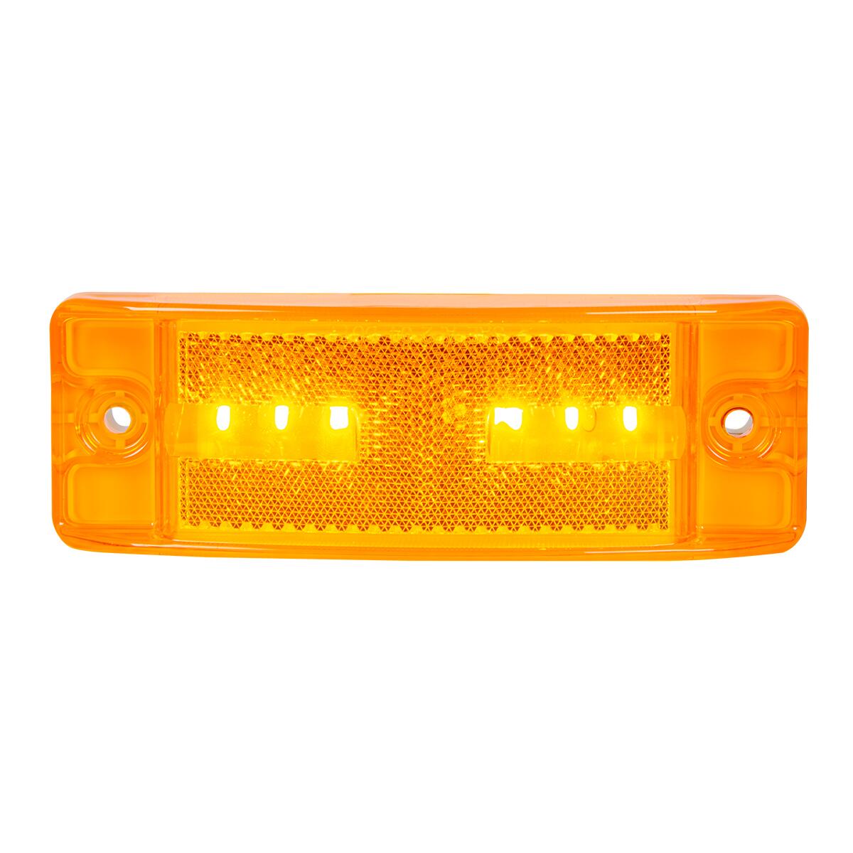 Amber/Amber Rectangular Turtle Style Amber 6 LED Marker Light. Reflectorized lens