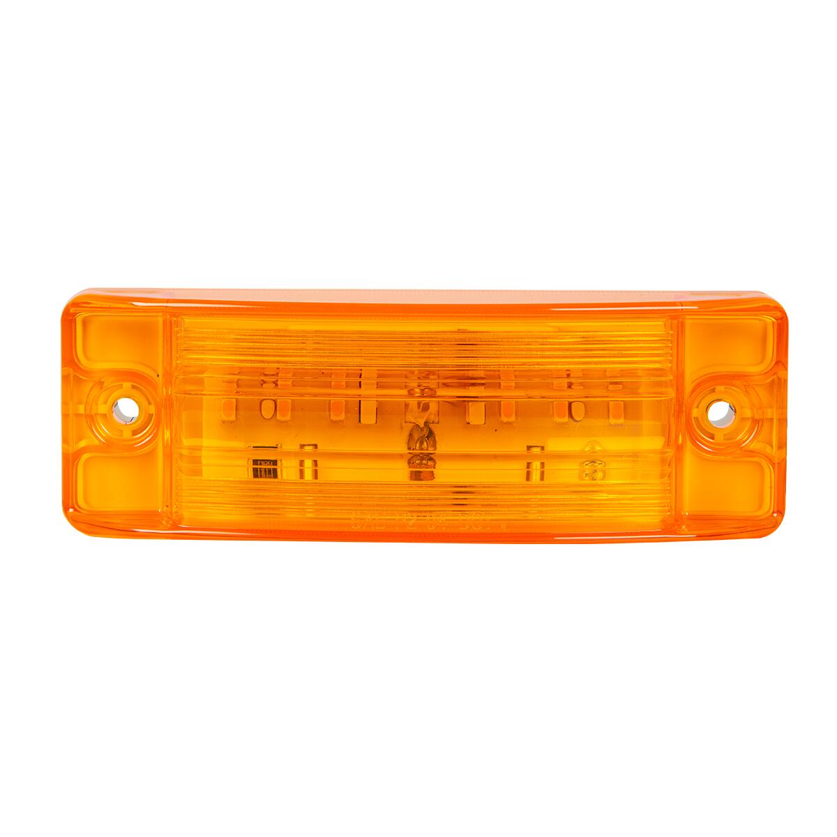 Amber/Amber Rectangular Turtle Style Amber 6 LED Marker Light. Regular Lens