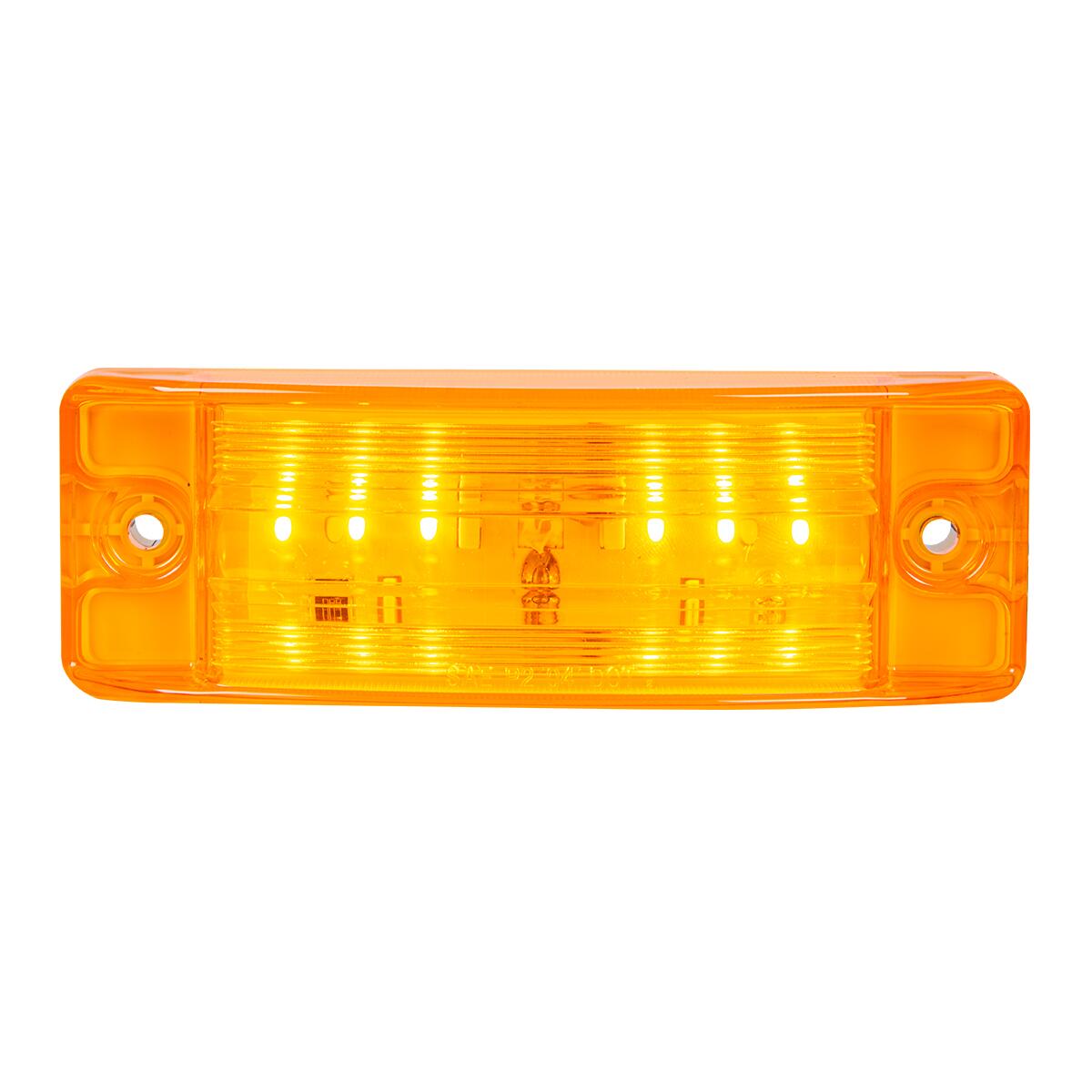 Amber/Amber Rectangular Turtle Style Amber 6 LED Marker Light. Regular Lens