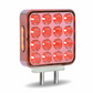 Amber/Red Turn & Marker to Purple Auxiliary Square Reflector Double Face LED Light – Double Post | 38 Diodes | Clear Lens