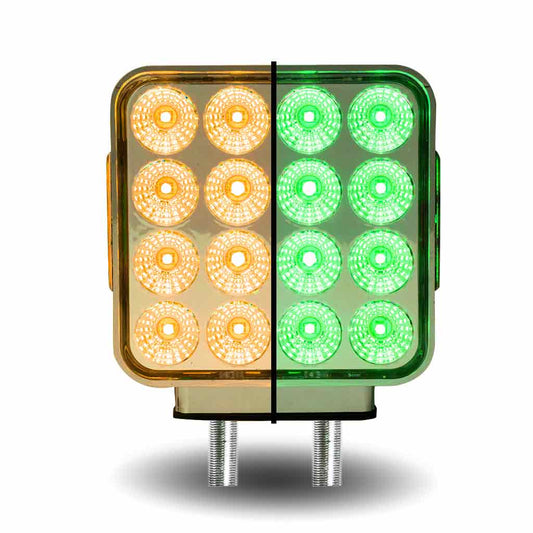 Amber / Red Turn Signal & Marker to Green Auxiliary Square Double Face LED Fender Light