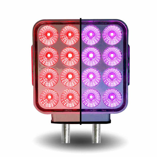 Amber / Red Turn Signal & Marker to Purple Auxiliary Square Double Face LED Fender Light