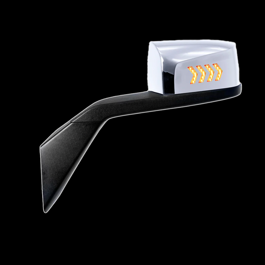 Arrow Hood Mirror Chrome Fits Volvo VNL 2003-2017 With Amber LED Light