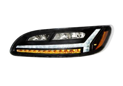 Black 6 LED Headlight For Peterbilt 386 (2005-2015) & 387 (1999-2010) - Driver