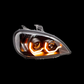 Black Headlight w/ LED Light Bar Fits Freightliner Columbia