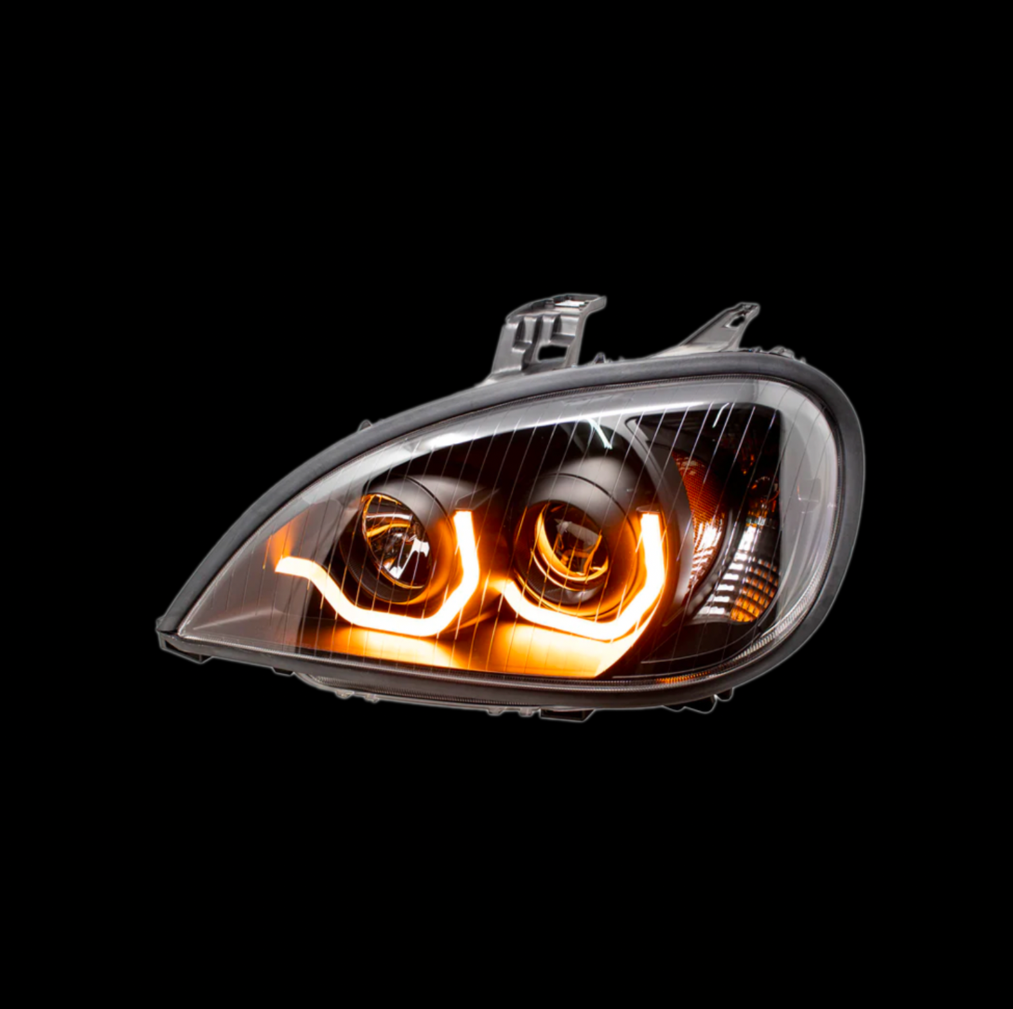 Black Headlight w/ LED Light Bar Fits Freightliner Columbia