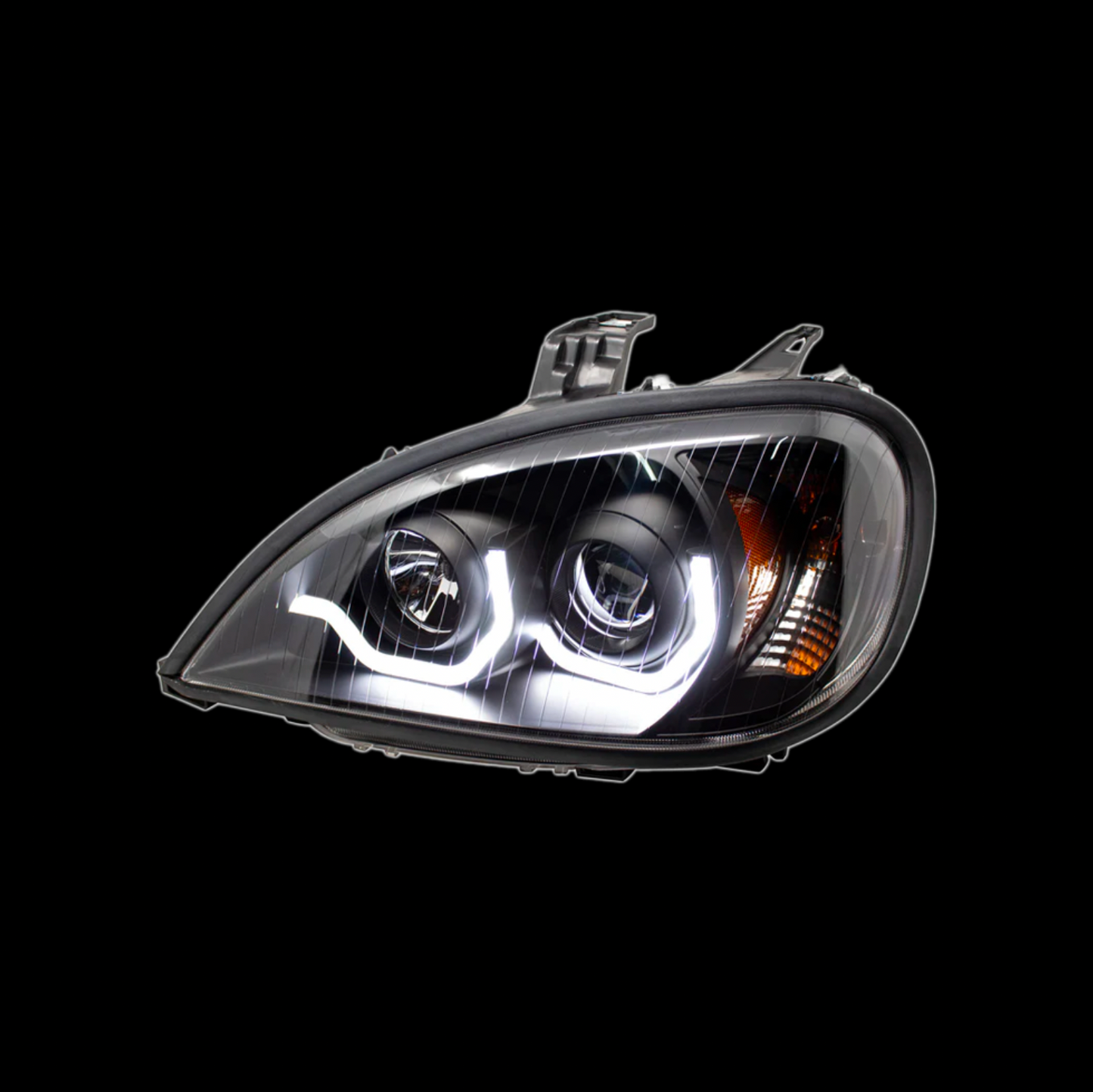 Black Headlight w/ LED Light Bar Fits Freightliner Columbia