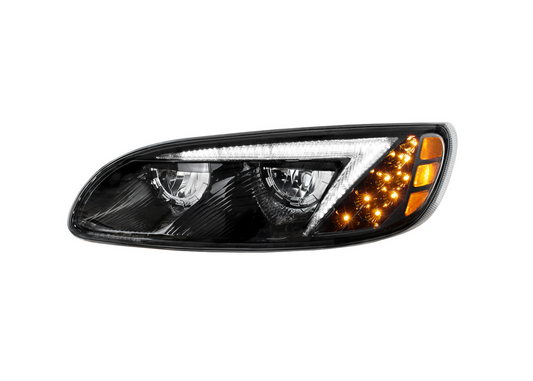 BLACK LED HEADLIGHT FOR PETERBILT 386 (2005-2015) & 387 (1999-2010) / 335 (2005 - 2010) - DRIVER