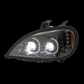 Black LED Headlight Projection With LED Bar Fits Freightliner Columbia