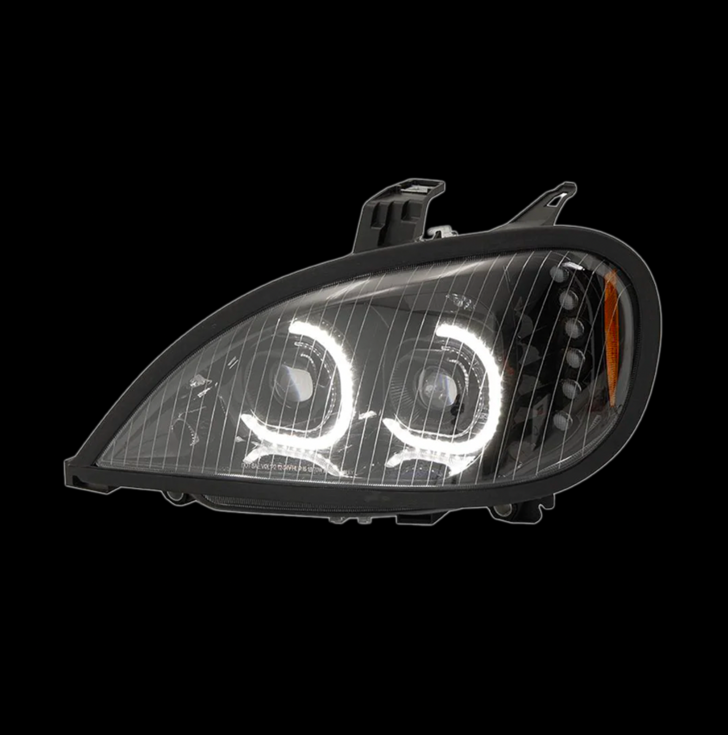 Black LED Headlight Projection With LED Bar Fits Freightliner Columbia