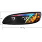 BLACK LED HEADLIGHT WITH COLOR CHANGING POSITION LIGHT BAR FOR PETERBILT 386 (2005-2015) & 387 (1999-2010) / 335 - DRIVER (OFF ROAD USE ONLY)