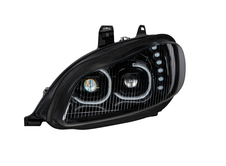 BLACK LED PROJECTION HEADLIGHT ASSEMBLY FOR 2003-2024 FREIGHTLINER M2- DRIVER