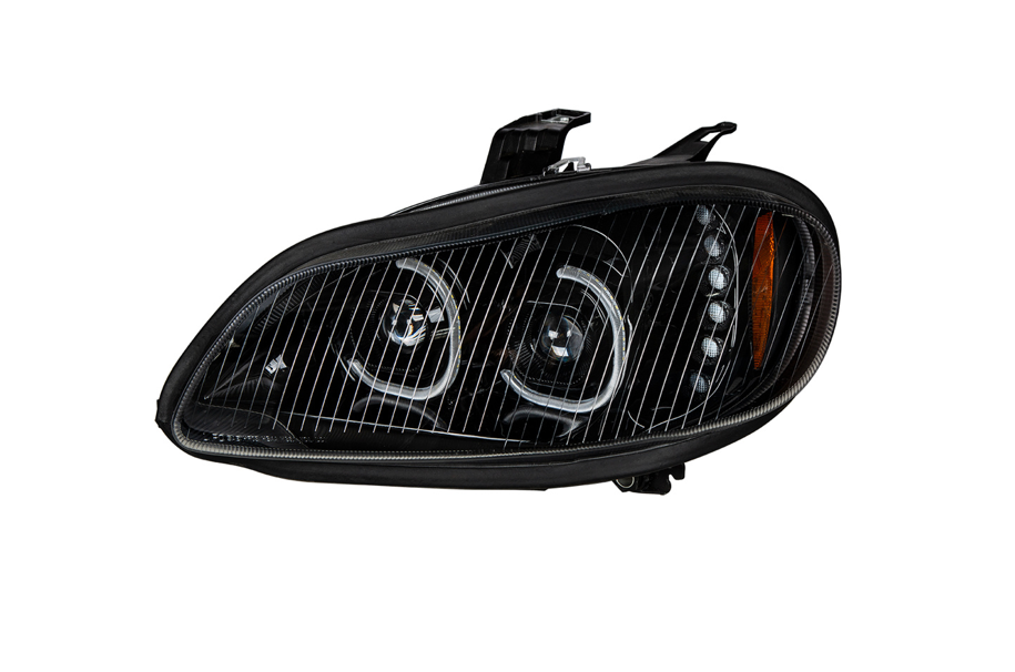 BLACK LED PROJECTION HEADLIGHT ASSEMBLY FOR 2003-2024 FREIGHTLINER M2- DRIVER