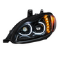 BLACK LED PROJECTION HEADLIGHT ASSEMBLY FOR 2003-2024 FREIGHTLINER M2- DRIVER