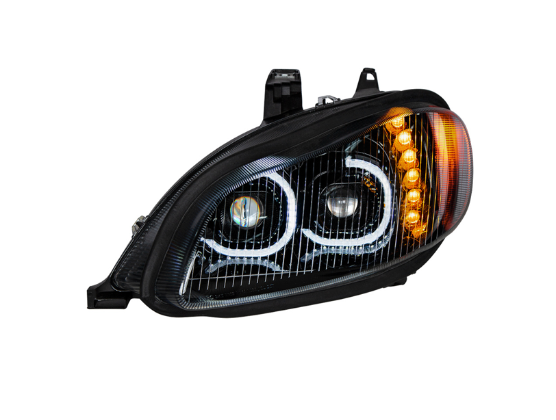 BLACK LED PROJECTION HEADLIGHT ASSEMBLY FOR 2003-2024 FREIGHTLINER M2- DRIVER