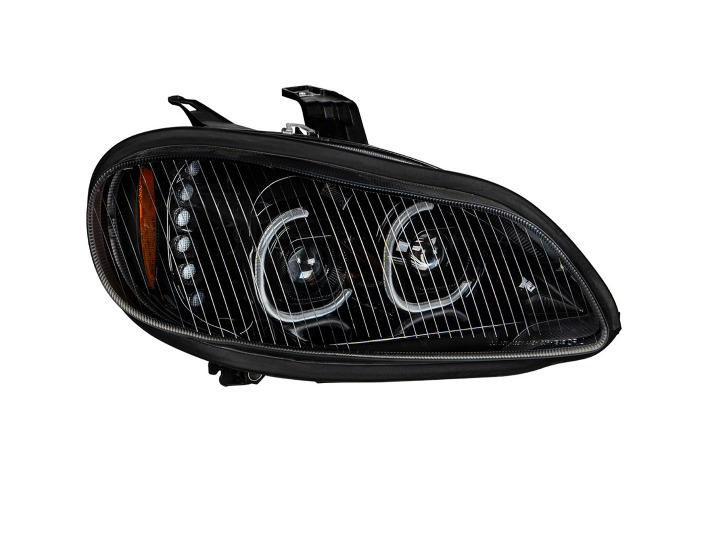 BLACK LED PROJECTION HEADLIGHT ASSEMBLY FOR 2003-2024 FREIGHTLINER M2- PASSENGER