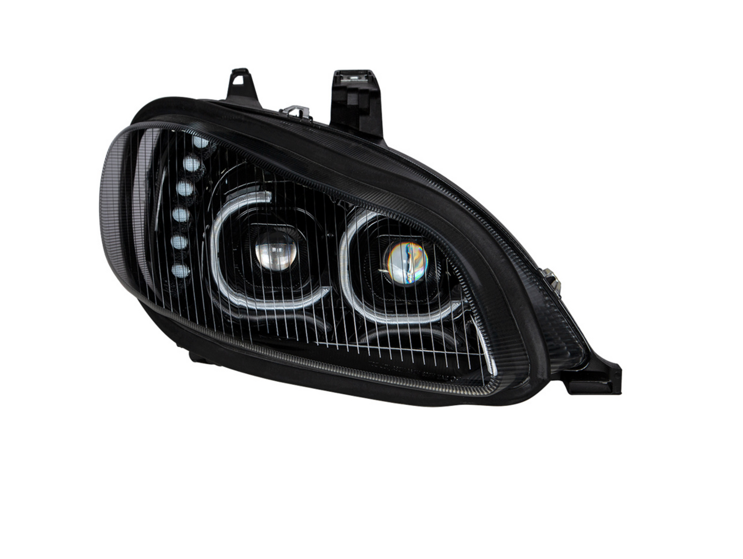 BLACK LED PROJECTION HEADLIGHT ASSEMBLY FOR 2003-2024 FREIGHTLINER M2- PASSENGER