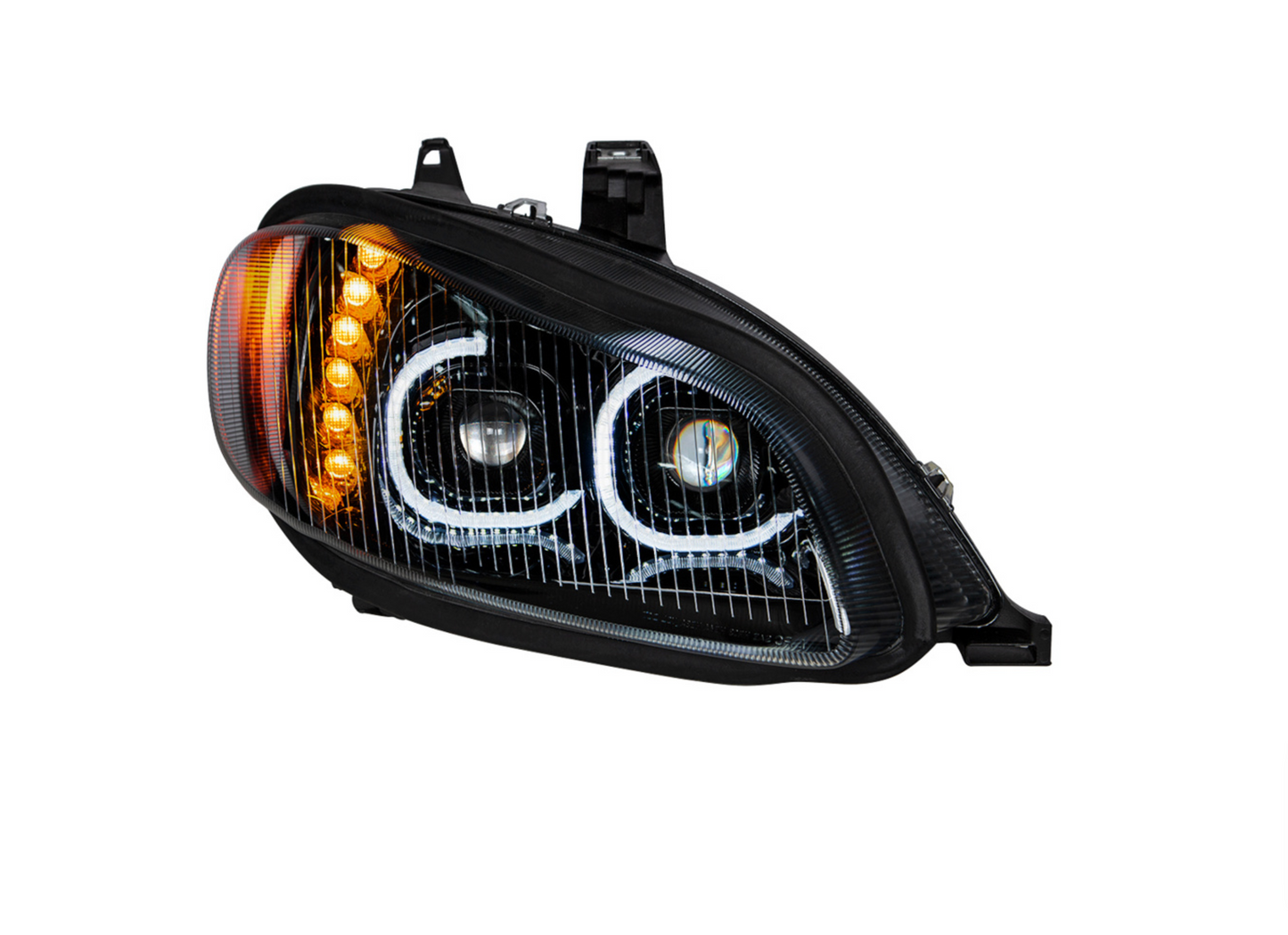 BLACK LED PROJECTION HEADLIGHT ASSEMBLY FOR 2003-2024 FREIGHTLINER M2- PASSENGER