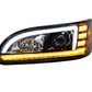 BLACK PROJECTION HEADLIGHT WITH LED SEQUENTIAL TURN & DRL FOR 2005-2015 PETERBILT 386 / 335 (2005 - 2010) - DRIVER