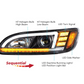 BLACK PROJECTION HEADLIGHT WITH LED SEQUENTIAL TURN & DRL FOR 2005-2015 PETERBILT 386 / 335 (2005 - 2010) - DRIVER