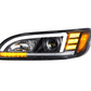 BLACK PROJECTION HEADLIGHT WITH LED SEQUENTIAL TURN & DRL FOR 2005-2015 PETERBILT 386 / 335 (2005 - 2010) - DRIVER