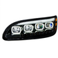 BLACK QUAD-LED HEADLIGHT WITH LED DRL & SEQ. SIGNAL FOR 2005-2015 PETERBILT 386 / 335 (2005-2010) - DRIVER