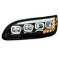 BLACK QUAD-LED HEADLIGHT WITH LED DRL & SEQ. SIGNAL FOR 2005-2015 PETERBILT 386 / 335 (2005-2010) - DRIVER