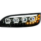 BLACK QUAD-LED HEADLIGHT WITH LED DRL & SEQ. SIGNAL FOR 2005-2015 PETERBILT 386 / 335 (2005-2010) - DRIVER