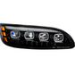 BLACK QUAD-LED HEADLIGHT WITH LED DRL & SEQ. SIGNAL FOR 2005-2015 PETERBILT 386 / 335 (2005-2010) - PASSENGER