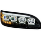 BLACK QUAD-LED HEADLIGHT WITH LED DRL & SEQ. SIGNAL FOR 2005-2015 PETERBILT 386 / 335 (2005-2010) - PASSENGER