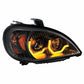 "Blackout" Freightliner Columbia Projection Headlight With Dual Function Amber LED Light Bar