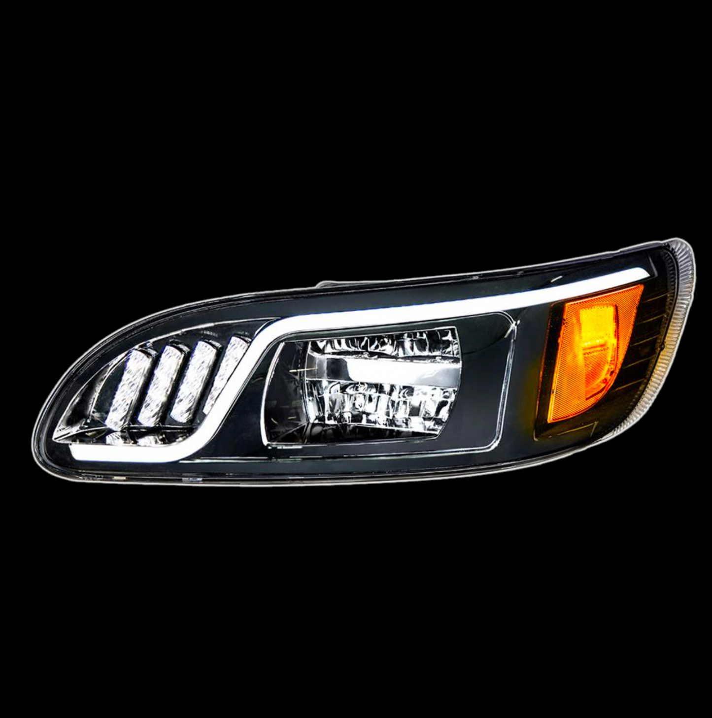 Blackout High Power LED Headlight W/ LED Turn, Position, & DRL For 2005-2015 Peterbilt 386 & 1999-2010 387 / 335 (2005 - 2010)