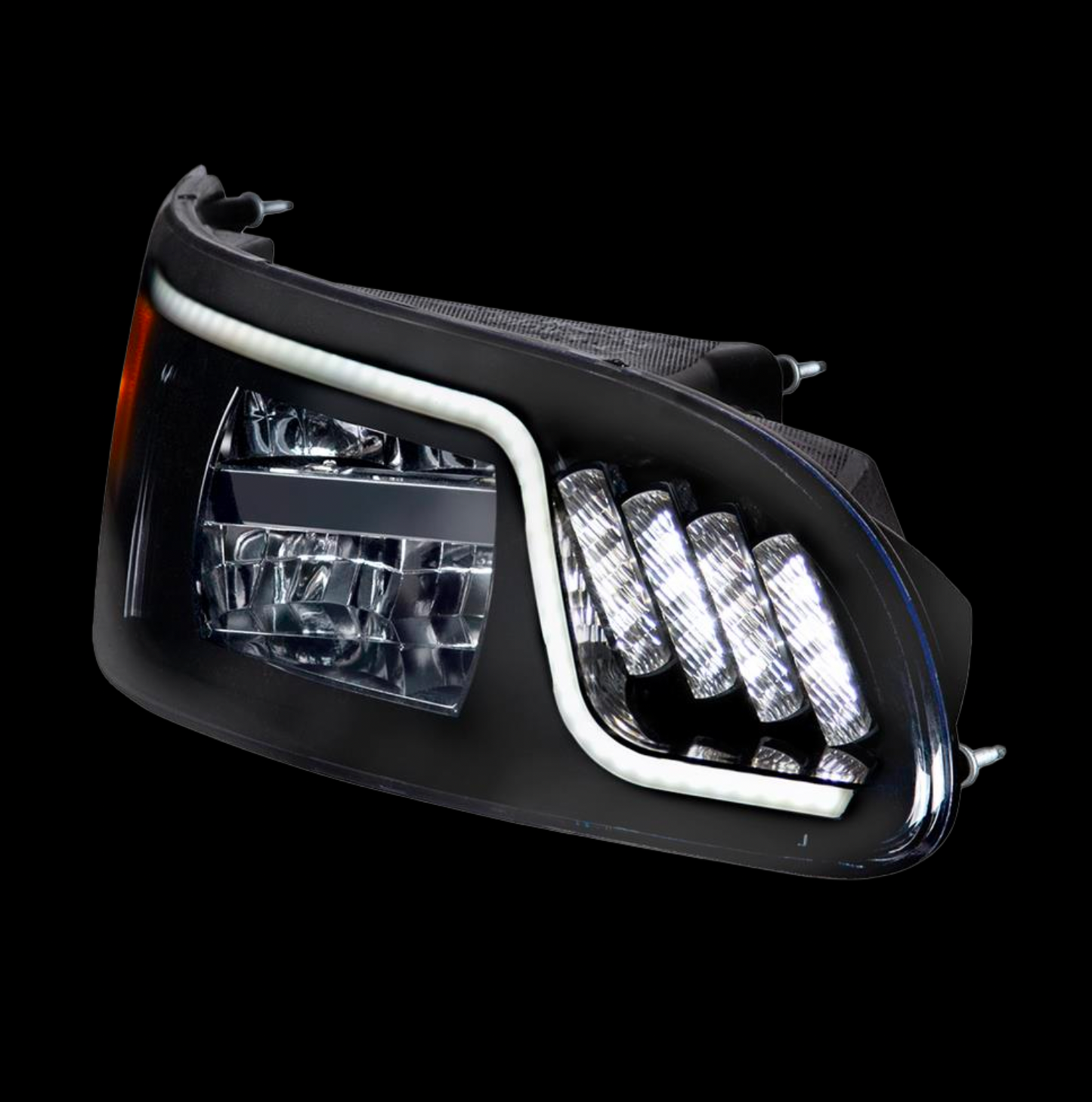 Blackout High Power LED Headlight W/ LED Turn, Position, & DRL For 2005-2015 Peterbilt 386 & 1999-2010 387 / 335 (2005 - 2010)