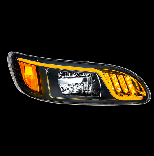 Blackout High Power LED Headlight W/ LED Turn, Position, & DRL For 2005-2015 Peterbilt 386 & 1999-2010 387 / 335 (2005 - 2010)