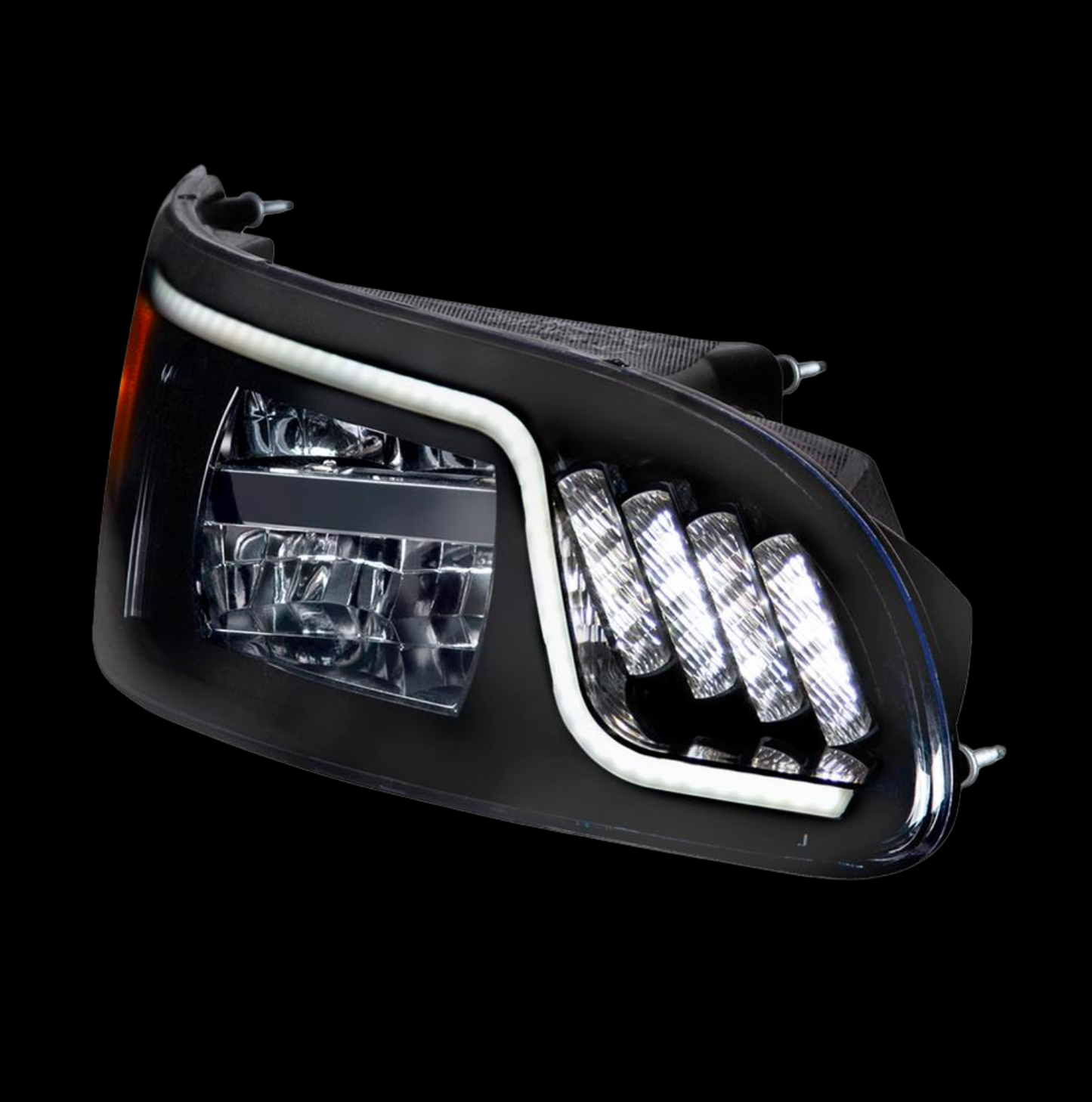 Blackout High Power LED Headlight W/ LED Turn, Position, & DRL For 2005-2015 Peterbilt 386 & 1999-2010 387