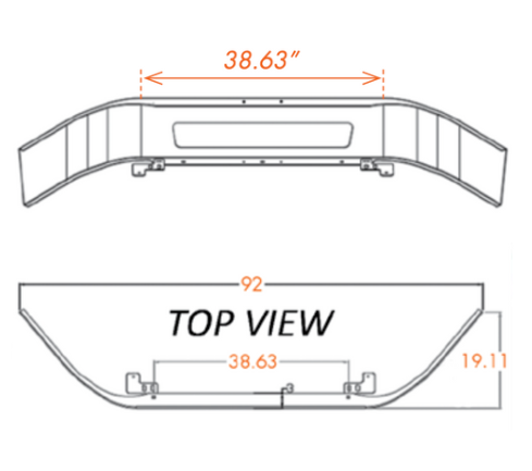 Bumper 13" Chrome Freightliner M2 106 Business Class (2003+) Flush Top Flange Mount w/ Vent Hole Only.