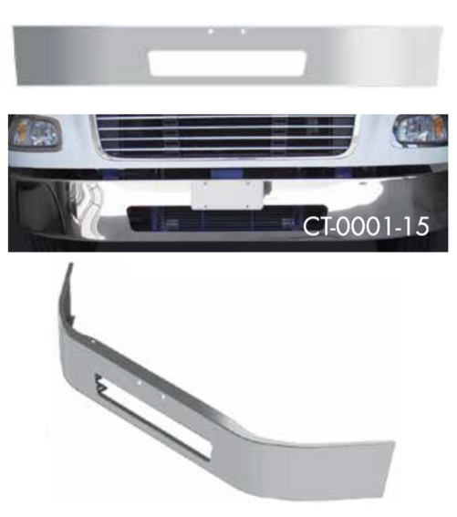 Bumper 13" Chrome Freightliner M2 106 Business Class (2003+) Flush Top Flange Mount w/ Vent Hole Only.