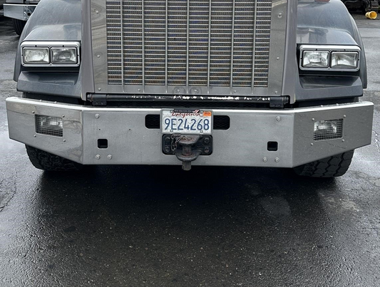 Bumper 14" Chrome Kenworth T800B/T880 (2004+) Tapered End w/ Tow, Step, Radar & Fog Light Holes