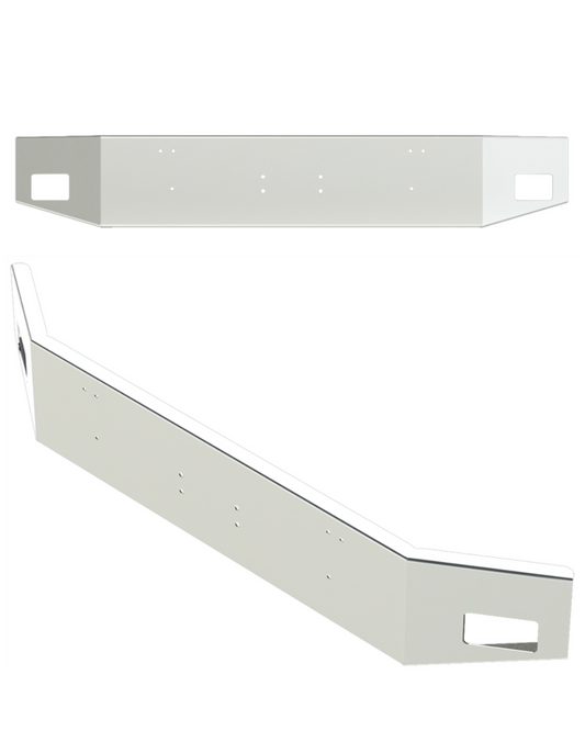 Bumper 14" Chrome Kenworth T800W Wide Nose, Tapered End, w/ Tow Pin Holes & Fog Light Holes.