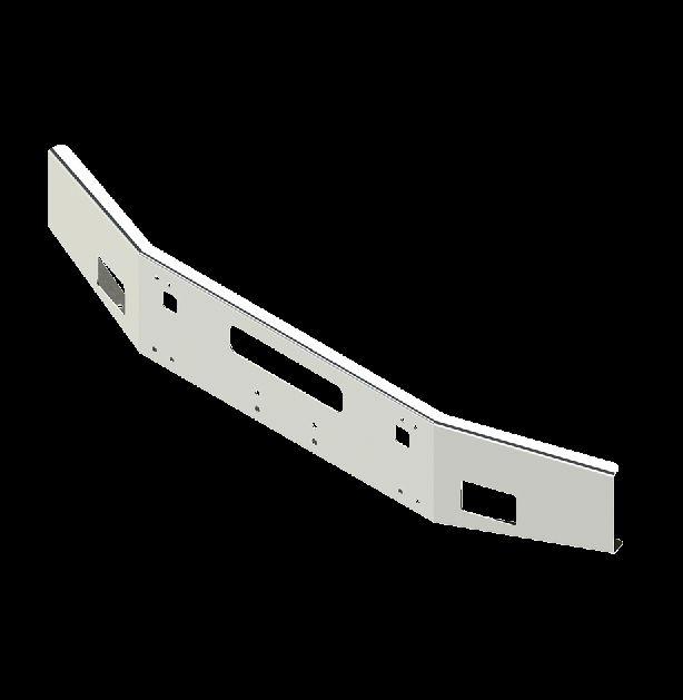 Bumper 14" Chrome Tapered for Kenworth T800 2003 & Older W/ Ext Tow Holes and Square Fog Light Holes