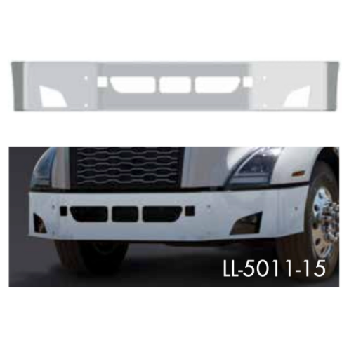 Bumper 14" Chrome Volvo VNL (2018 & Newer) w/ Fog, Tow & Vent Holes.
