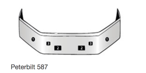 Bumper 16" Chrome Peterbilt 587 Wrap Around w/ Step, Tow & Fog Light Holes.