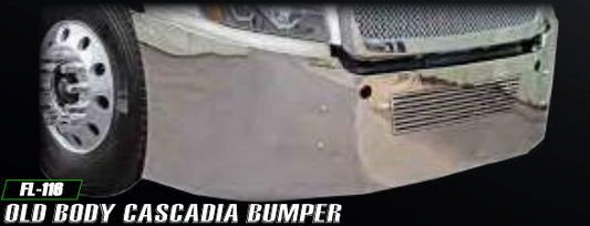 Bumper 16" Stainless Steel Freightliner Cascadia (2007-2017) , w/ Vent Grill & Tow Holes.