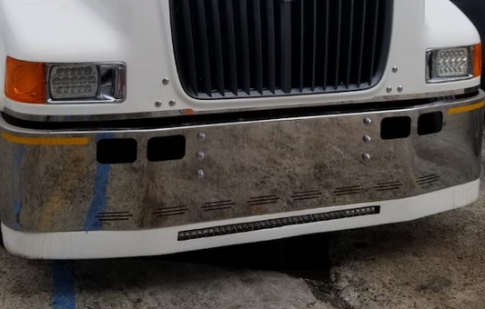 Bumper 18" Chrome International 4700 Wrap Around w/ Tow, Fog Light & 8 Hidden Light Holes