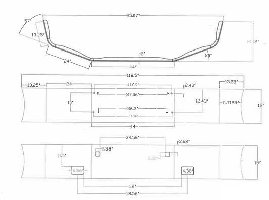 Bumper 18" Chrome Kenworth T800 (1986-2003) w/ Tow, and fog light holes (Custom FG-57)