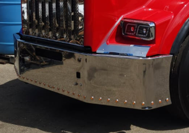 Bumper 18" Chrome Kenworth T800 American Eagle End w/ Tow & Button Light Holes.