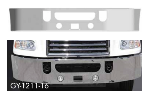 Bumper 18" Chrome Mack CXU Set Back Axle (2008+) Anthem Set Back Axle (2017+) w/ Fog Light, Step, Tow & Vent Holes.