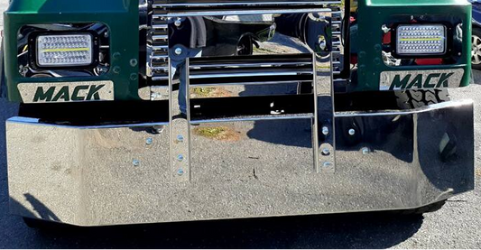 Bumper 18" Chrome Mack RD688, RD690 Years (1993-2003). Plain w/ Grille Guard Holes.