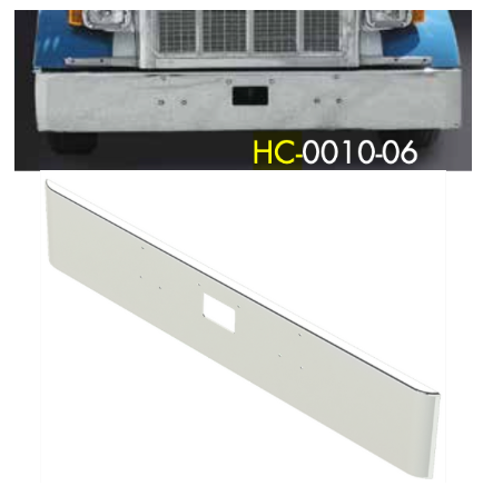 Bumper 18" Chrome Peterbilt 357/379/378 (1987-2007) Square Rolled End Conventional w/ Tow Hole Only.